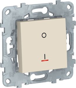 Фото Schneider Electric Unica New NU526244S Выключатель одноклавишный двухполюсной (16 А, под рамку, индикация, скрытая установка, бежевый)