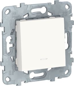 Фото Schneider Electric Unica New NU520618N Выключатель однокнопочный (10 А, под рамку, индикация, скрытая установка, белый)