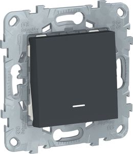 Фото Schneider Electric Unica New NU520654N Выключатель однокнопочный (10 А, под рамку, индикация, скрытая установка, антрацит)