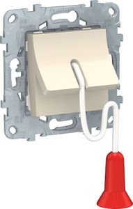 Фото Schneider Electric Unica New NU522644 Выключатель со шнурком (10 А, под рамку, скрытая установка, бежевый)