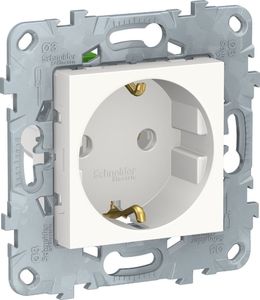 Фото Schneider Electric Unica New NU505618 Розетка с заземляющим контактом (16 А, под рамку, скрытая установка, белая)