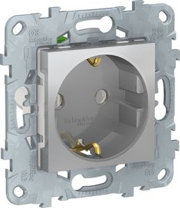 Фото Schneider Electric Unica New NU505630 Розетка с заземляющим контактом (16 А, под рамку, скрытая установка, алюминий)