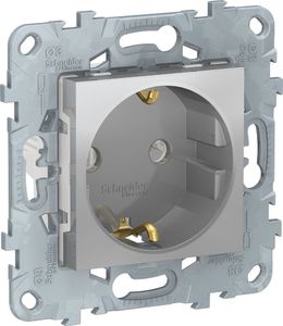 Фото Schneider Electric Unica New NU503630 Розетка с заземляющим контактом (16 А, под рамку, скрытая установка, алюминий)