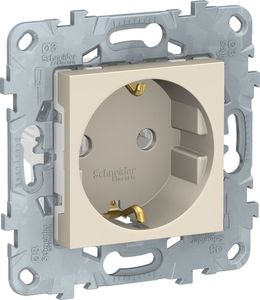 Фото Schneider Electric Unica New NU503644 Розетка с заземляющим контактом (16 А, под рамку, скрытая установка, бежевая)
