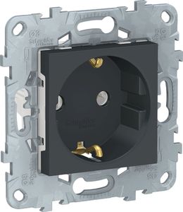 Фото Schneider Electric Unica New NU503654 Розетка с заземляющим контактом (16 А, под рамку, скрытая установка, антрацит)
