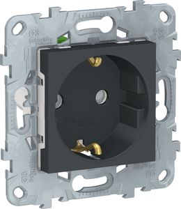 Фото Schneider Electric Unica New NU505754 Розетка с заземляющим контактом (16 А, под рамку, шторки, скрытая установка, антрацит)