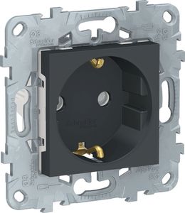 Фото Schneider Electric Unica New NU503754 Розетка с заземляющим контактом (16 А, под рамку, шторки, скрытая установка, антрацит)