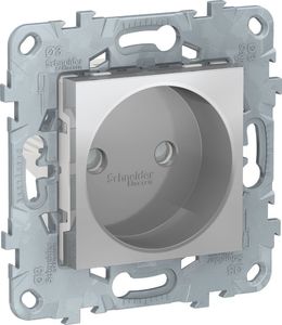 Фото Schneider Electric Unica New NU503330 Розетка без заземляющего контакта (16 А, под рамку, скрытая установка, алюминий)