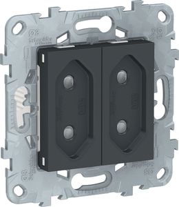 Фото Schneider Electric Unica New NU503154 Розетка двойная без заземляющего контакта (10 А, под рамку, скрытая установка, антрацит)