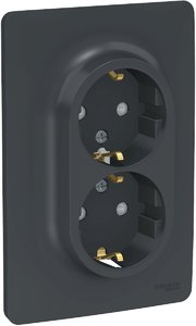 Фото Schneider Electric Unica New NU206754 Розетка с заземляющим контактом (16 А, в сборе, скрытая установка, антрацит)