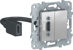 Фото Schneider Electric Unica New NU543030 Розетка видео (HDMI, под рамку, скрытая установка, алюминий)