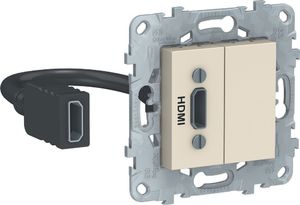 Фото Schneider Electric Unica New NU543044 Розетка видео (HDMI, под рамку, скрытая установка, бежевая)