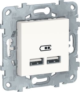 Фото Schneider Electric Unica New NU541818 Розетка USB (USB, под рамку, скрытая установка, белая)