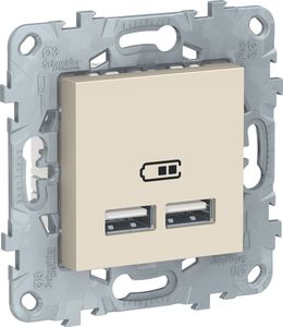 Фото Schneider Electric Unica New NU541844 Розетка USB (USB, под рамку, скрытая установка, бежевая)