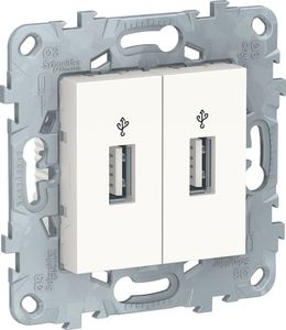 Фото Schneider Electric Unica New NU542718 Розетка USB (USB, передача данных, под рамку, скрытая установка, белая)