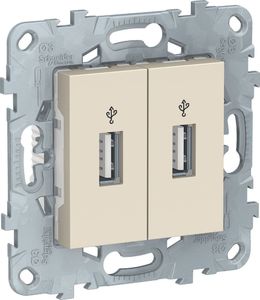Фото Schneider Electric Unica New NU542744 Розетка USB (USB, передача данных, под рамку, скрытая установка, бежевая)