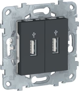 Фото Schneider Electric Unica New NU542754 Розетка USB (USB, передача данных, под рамку, скрытая установка, антрацит)