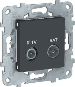 Фото Schneider Electric Unica New NU545454 Розетка телевизионная (TV/Radio+SAT, звезда, под рамку, скрытая установка, антрацит)