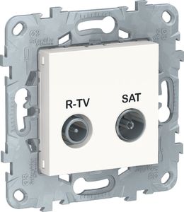 Фото Schneider Electric Unica New NU545518 Розетка телевизионная (TV/Radio+SAT, оконечная, под рамку, скрытая установка, белая)