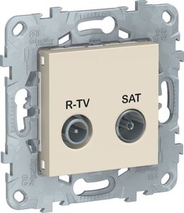 Фото Schneider Electric Unica New NU545544 Розетка телевизионная (TV/Radio+SAT, оконечная, под рамку, скрытая установка, бежевая)