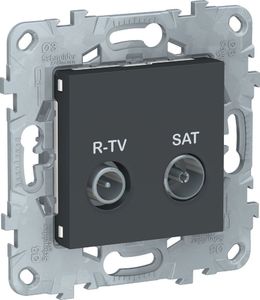 Фото Schneider Electric Unica New NU545554 Розетка телевизионная (TV/Radio+SAT, оконечная, под рамку, скрытая установка, антрацит)