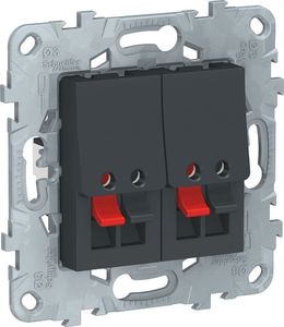 Фото Schneider Electric Unica New NU548954 Розетка аудио (2xAudio, под рамку, скрытая установка, антрацит)