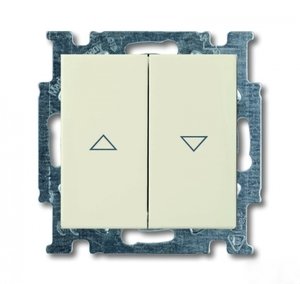 Фото ABB Basic55 2CKA001413A1085 Выключатель двухклавишный жалюзийный (10 А, под рамку, скрытая установка, слоновая кость)