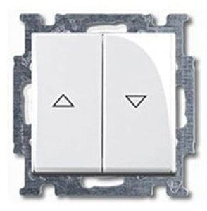 Фото ABB Basic55 2CKA001413A1082 Выключатель двухклавишный жалюзийный (10 А, под рамку, скрытая установка, альпийский белый)