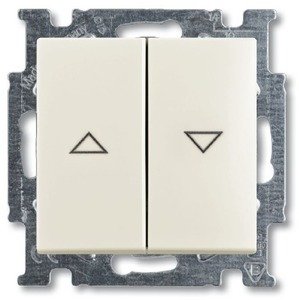 Фото ABB Basic55 2CKA001012A2186 Выключатель двухклавишный жалюзийный (10 А, под рамку, скрытая установка, chalet-белый)