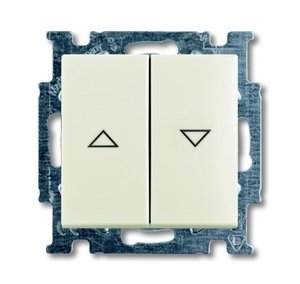 Фото ABB Basic55 2CKA001413A1102 Выключатель двухклавишный жалюзийный (10 А, под рамку, скрытая установка, chalet-белый)