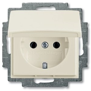 Фото ABB Basic55 2CKA002018A1500 Розетка с заземляющим контактом (16 А, крышка, под рамку, скрытая установка, chalet-белый)