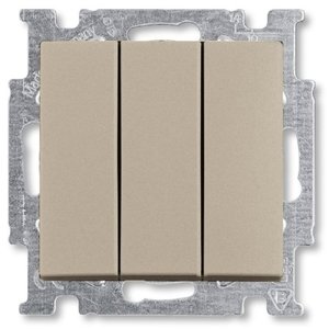 Фото ABB Basic55 2CKA001012A2163 Выключатель трехклавишный (16 А, под рамку, скрытая установка, шампань)