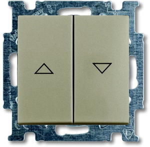 Фото ABB Basic55 2CKA001413A1094 Выключатель двухклавишный жалюзийный (10 А, под рамку, скрытая установка, шампань)