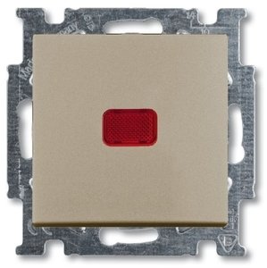 Фото ABB Basic55 2CKA001012A2170 Переключатель одноклавишный с N-клеммой (10 А, индикация, под рамку, скрытая установка, шампань)