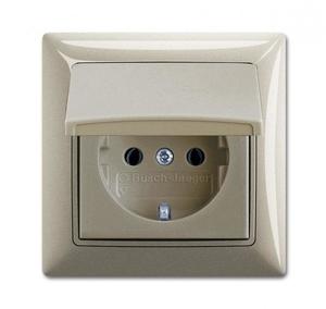 Фото ABB Basic55 2CKA002018A1501 Розетка с заземляющим контактом (IP44, 16 А, крышка, в сборе, скрытая установка, шампань)