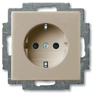 Фото ABB Basic55 2CKA002011A6146 Розетка с заземляющим контактом (16 А, винтовые клеммы, под рамку, скрытая установка, альпийский шампань)