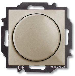 Фото ABB Basic55 2CKA006515A0845 Светорегулятор поворотно-нажимной (400 Вт, подсветка, под рамку, скрытая установка, шампань)