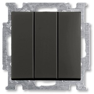 Фото ABB Basic55 2CKA001012A2173 Выключатель трехклавишный (16 А, под рамку, скрытая установка, chateau-черный)