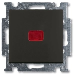Фото ABB Basic55 2CKA001413A1096 Выключатель одноклавишный (Н.О. контакт, подсветка, 10 А, под рамку, скрытая установка, chateau-черный)