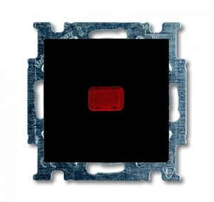 Фото ABB Basic55 2CKA001012A2180 Переключатель одноклавишный с N-клеммой (10 А, индикация, под рамку, скрытая установка, chateau-черный)