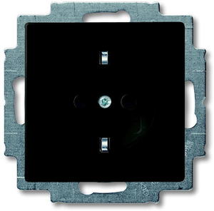 Фото ABB Basic55 2CKA002011A6147 Розетка с заземляющим контактом (16 А, винтовые клеммы, под рамку, скрытая установка, альпийский chateau-черный)