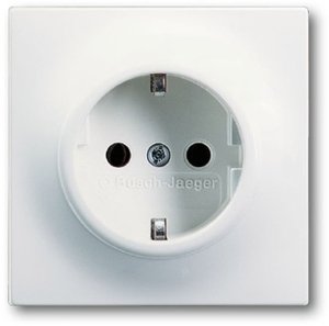 Фото ABB Impuls 2CKA002013A5335 Розетка Schuko (16A, под рамку, с/у, з/к, шторки, белый бархат)