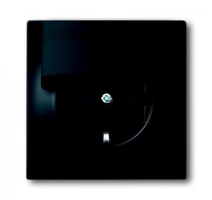 Фото ABB Impuls 2CKA002018A1496 Розетка Schuko (16A, под рамку, с/у, з/к, крышка, черный бархат)