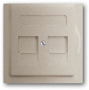 Фото ABB Impuls 2CKA001753A8691 Накладка розетки телефонной/компьютерной (2хRJ11/RJ45, шторки, шампань)