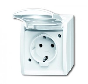 Фото ABB Ocean 2CKA002083A0846 Розетка (16 А, IP44, в сборе, крышка, о/у, з/к, альпийский-белый)