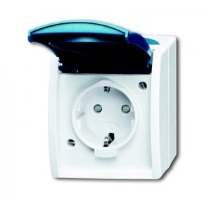 Фото ABB Ocean 2CKA002083A0845 Розетка (16 А, IP44, в сборе, крышка, о/у, з/к, серый/морская волна)