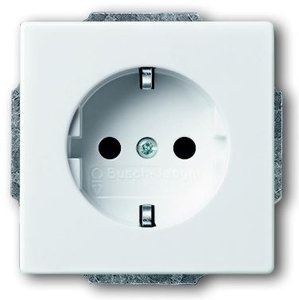 Фото ABB Carat/Future Linear/Solo/Busch-Axcent 2CKA002013A5372 Розетка с заземляющим контактом (16A, безвинт. клеммы, под рамку, скрытая установка, шторки, белая)