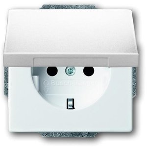 Фото ABB Carat/Future Linear/Solo/Busch-Axcent 2CKA002018A1509 Розетка с заземляющим контактом (16A, под рамку, скрытая установка, крышка, белая)