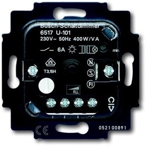 Фото ABB Alpha Exclusive/Alpha Nea 2CKA006515A0840 Светорегулятор поворотно-нажимной, возможность управления с двух мест (600 Вт, механизм, подсветка, с/у, возм. о/у)