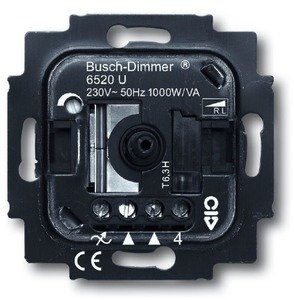 Фото ABB Alpha Exclusive/Alpha Nea 2CKA006520A0227 Светорегулятор поворотно-нажимной, возможность управления с двух мест (1000 Вт, механизм, подсветка, с/у, возм. о/у)